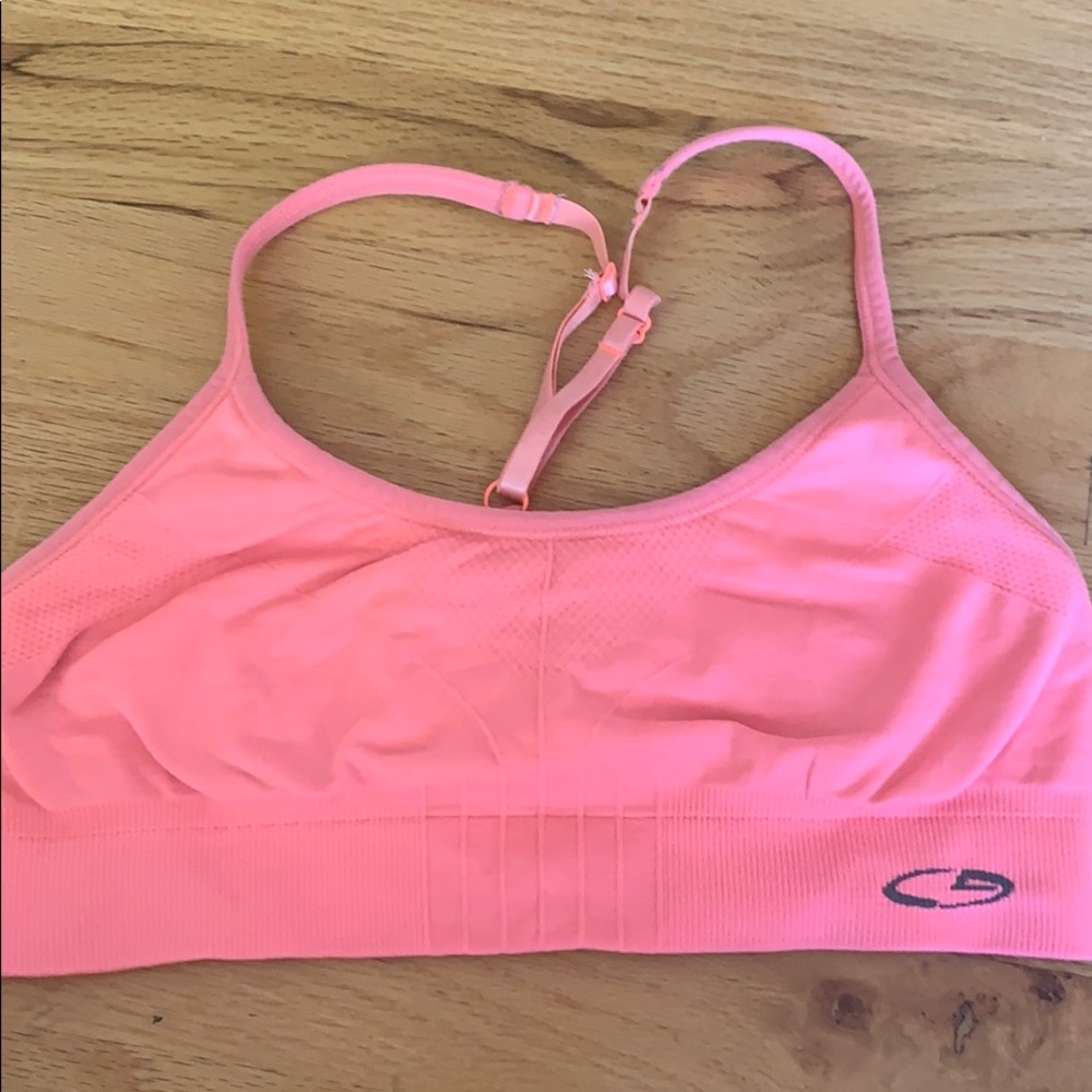 champion light orange sports bra